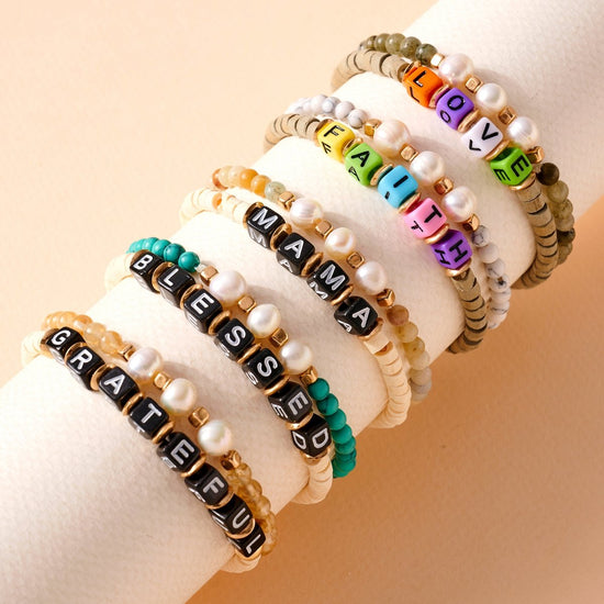 Inspirational Pearl Stones Bracelet Set