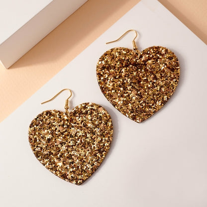 Glitter Heart Dangling Earrings