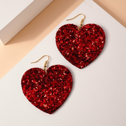 Glitter Heart Dangling Earrings