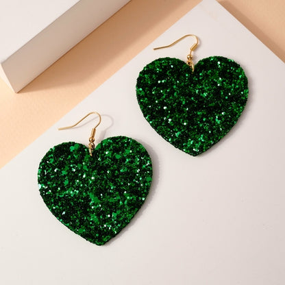Glitter Heart Dangling Earrings